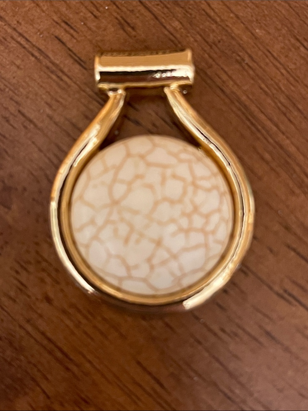 Gold-Tone White Crackle Stone Pendant Necklace - Picture 1 of 5
